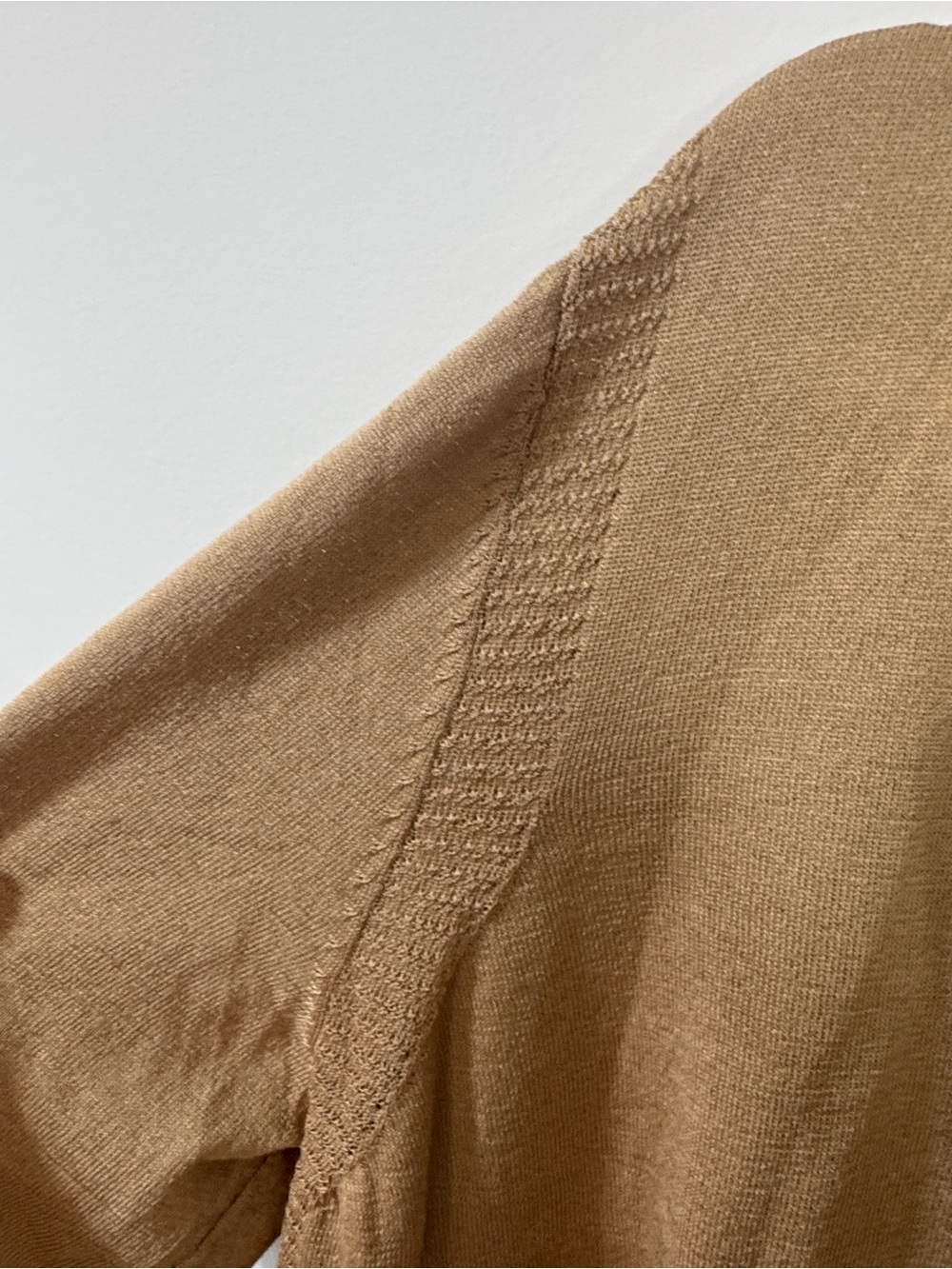 Kasper Women's Open-Front Cardigan in Camel Brown w/ Sheer Detail- Size XL - Picture 5 of 14